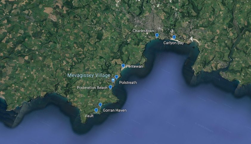 The coast and coves around Mevagissey.
